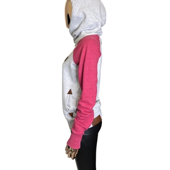 Naketano Brave New World Cowl Neck hoodie Small Pink Gray Rare - Picture 4 of 12